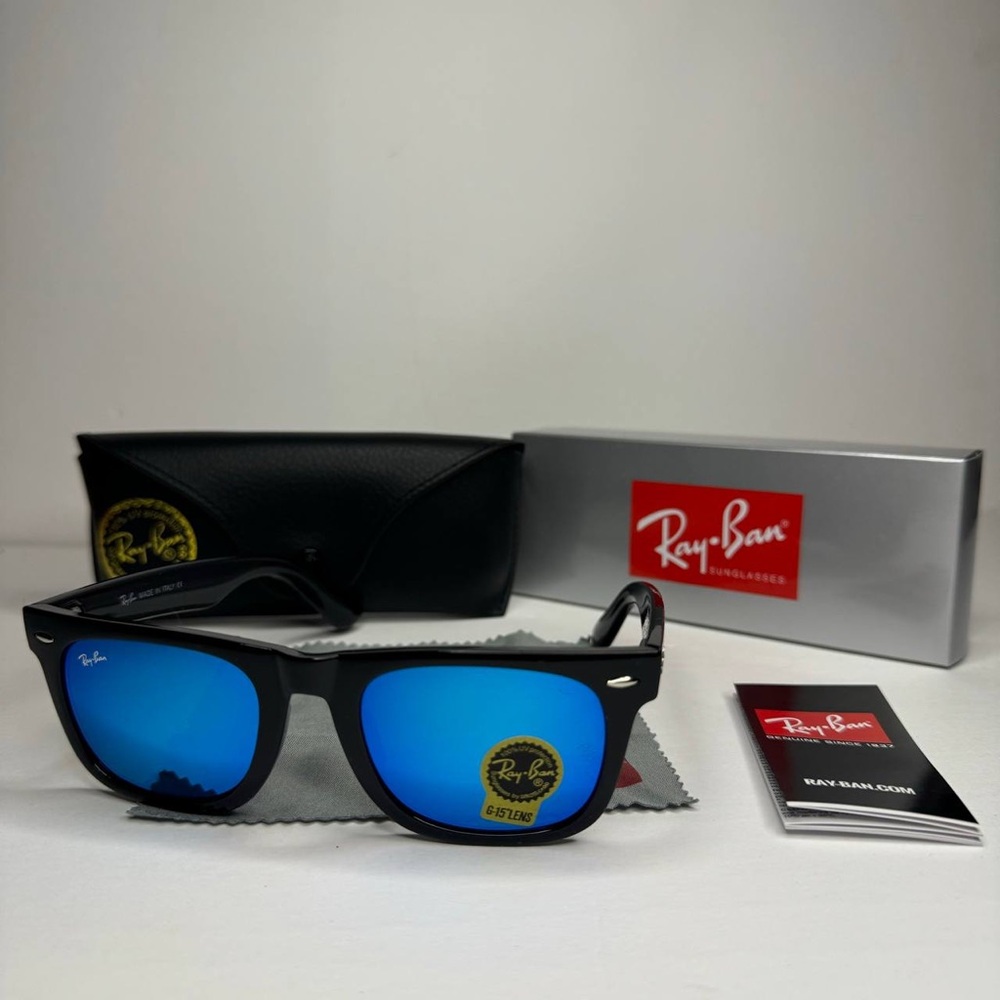 Ray-Ban Black and Blue Sunglasses with Mirrored Lenses